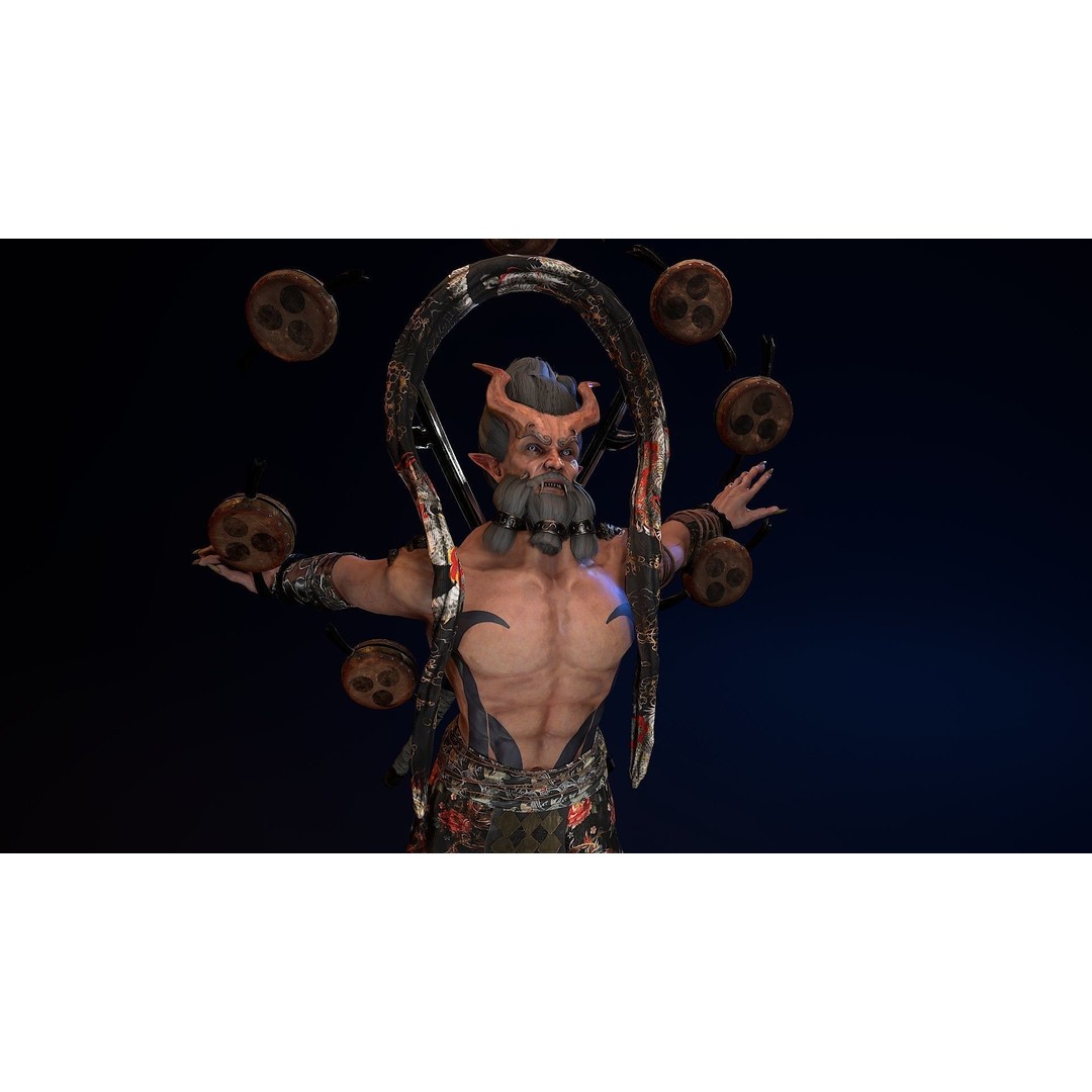 Demon God Raijin 3D Model – Low Poly Game Character, Rigged, FBX - View 18
