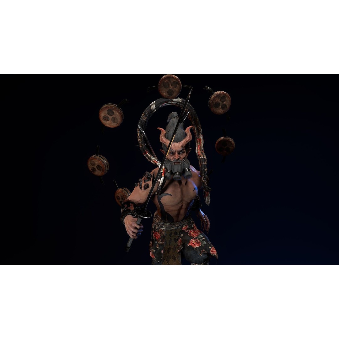 Demon God Raijin 3D Model – Low Poly Game Character, Rigged, FBX - View 20