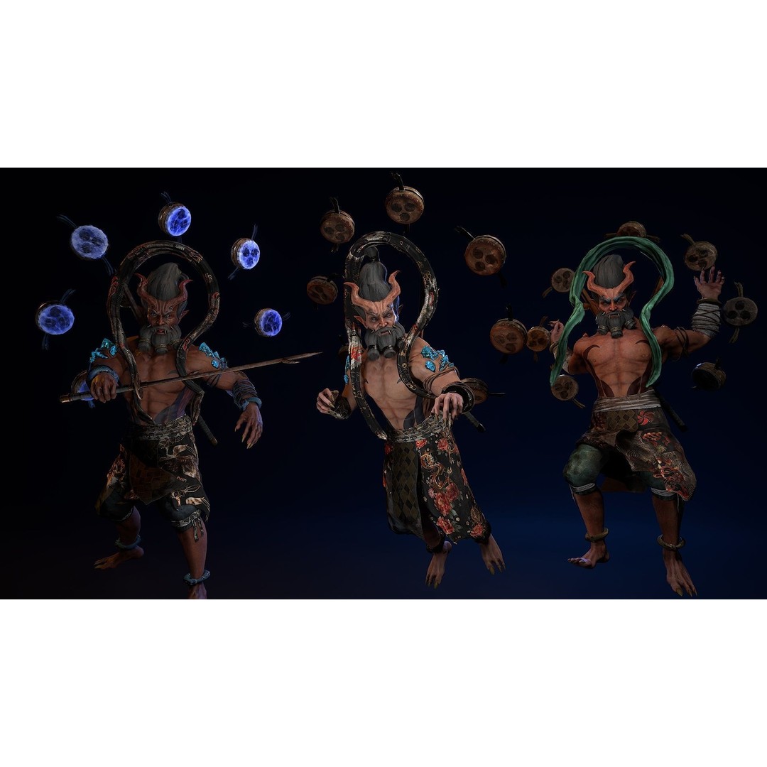 Demon God Raijin 3D Model – Low Poly Game Character, Rigged, FBX - View 3