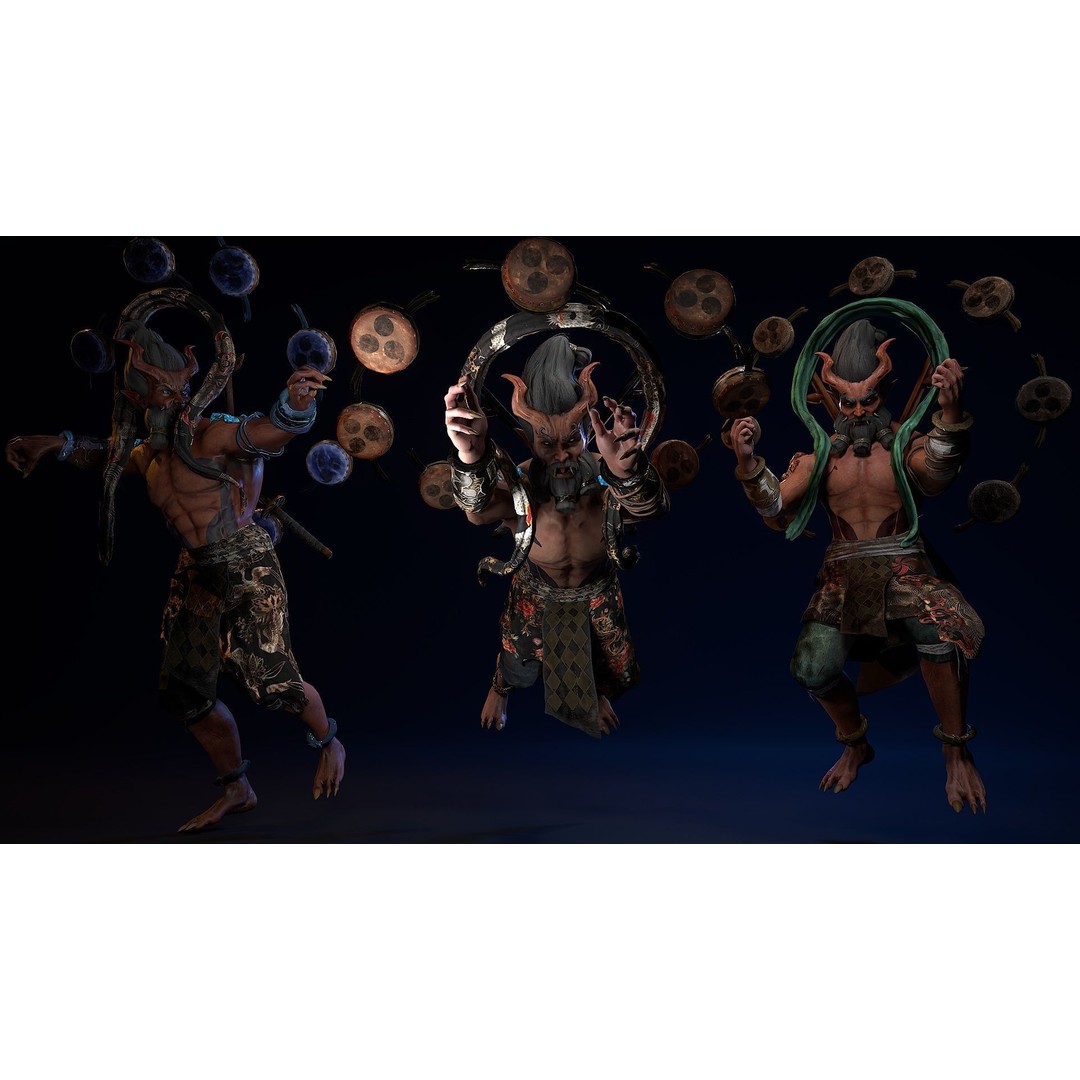 Demon God Raijin 3D Model – Low Poly Game Character, Rigged, FBX - View 6