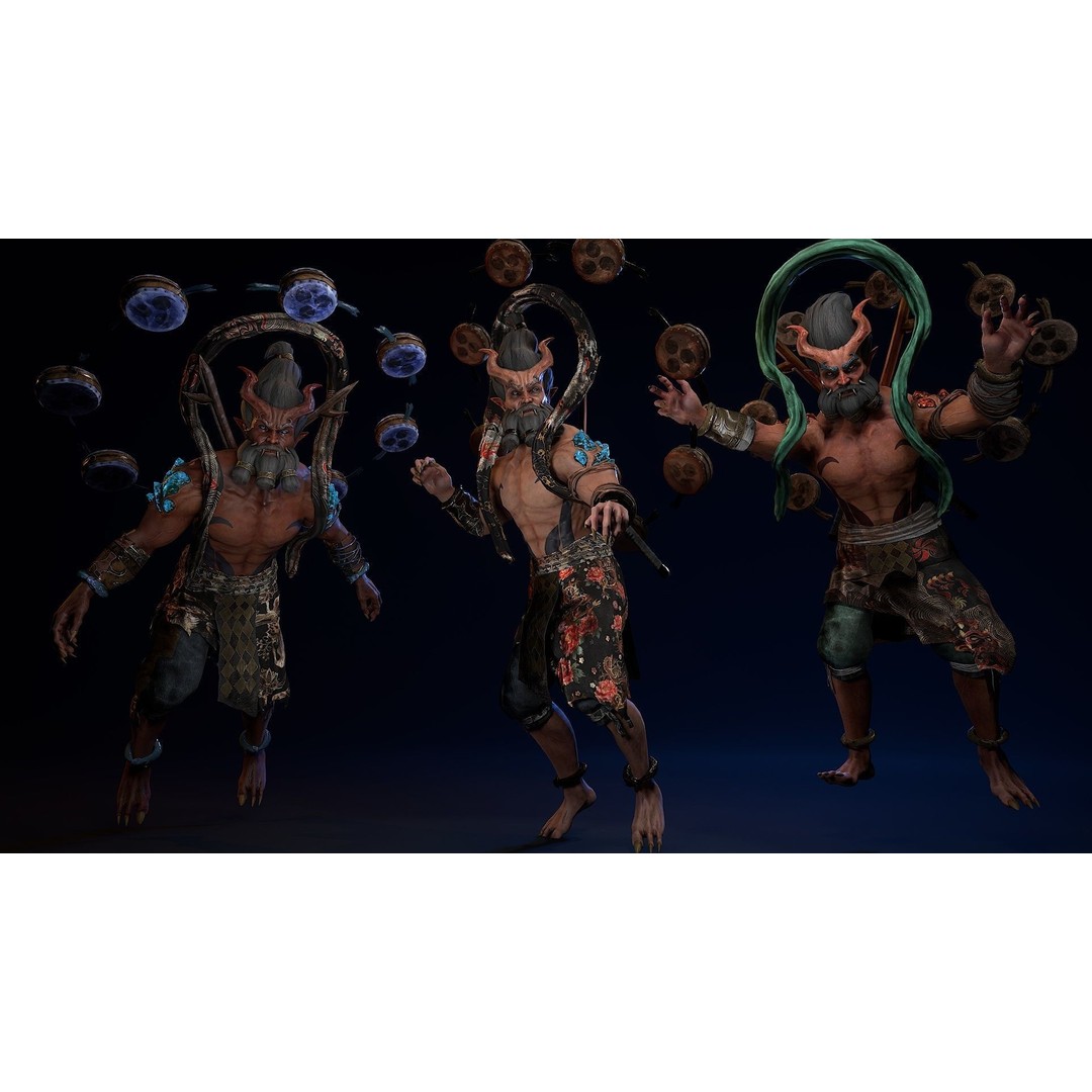 Demon God Raijin 3D Model – Low Poly Game Character, Rigged, FBX - View 7