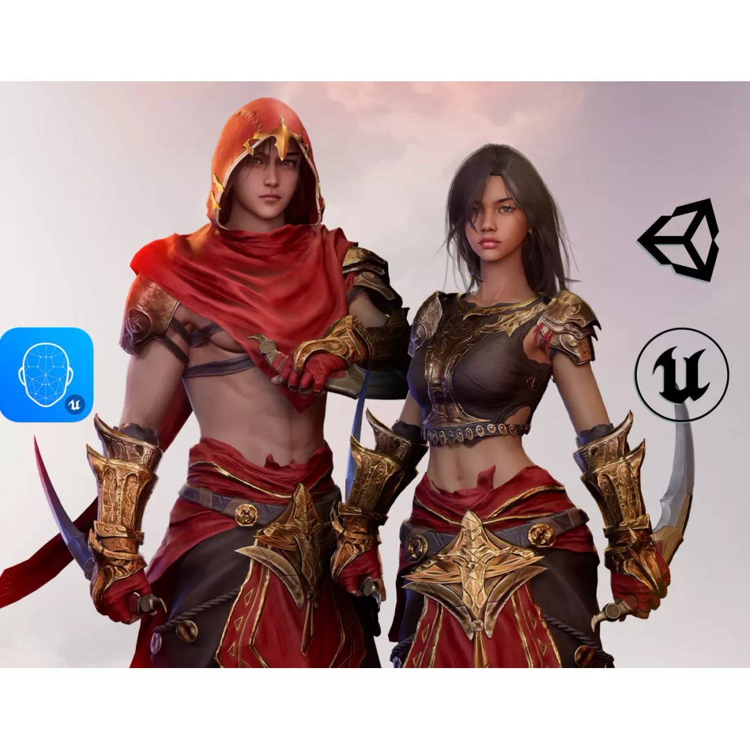 Desert Assassin 3D Model – Game Ready Low-Poly Character, FBX - View 2