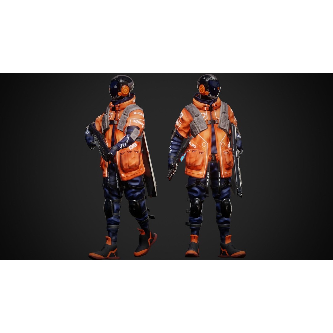 Cyberpunk Robot 3D Model – Low Poly Rigged Character, FBX - View 10