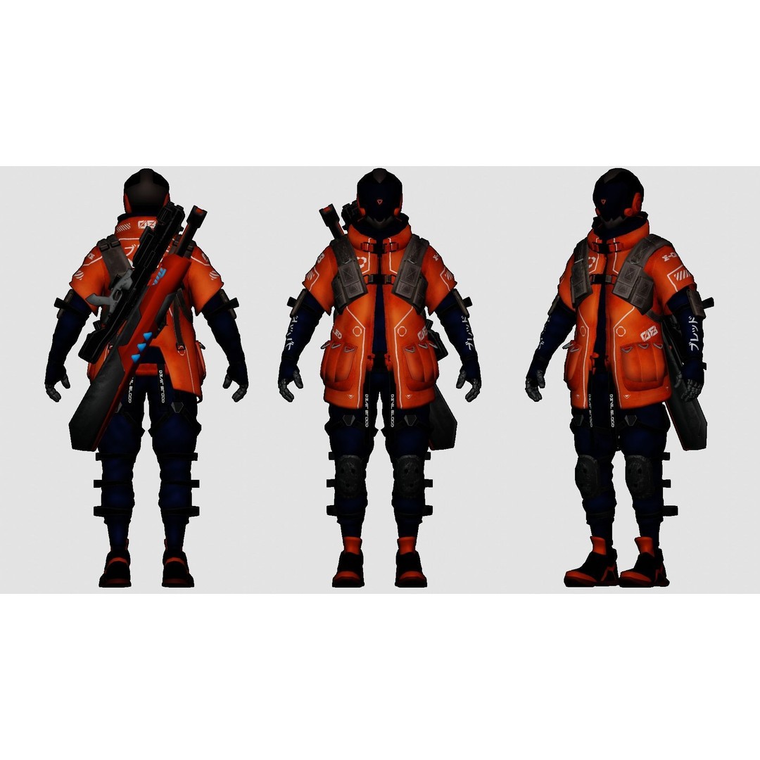 Cyberpunk Robot 3D Model – Low Poly Rigged Character, FBX - View 12