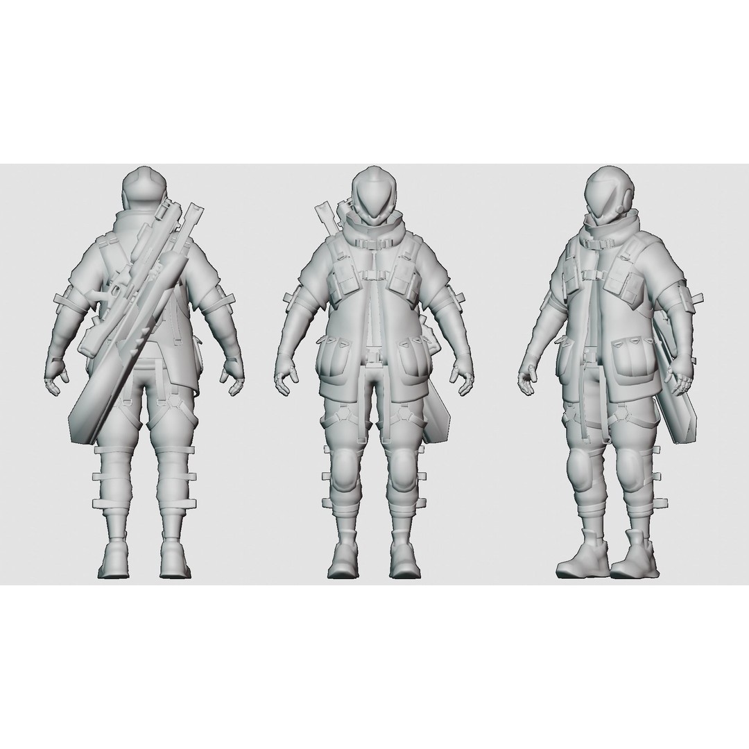 Cyberpunk Robot 3D Model – Low Poly Rigged Character, FBX - View 13