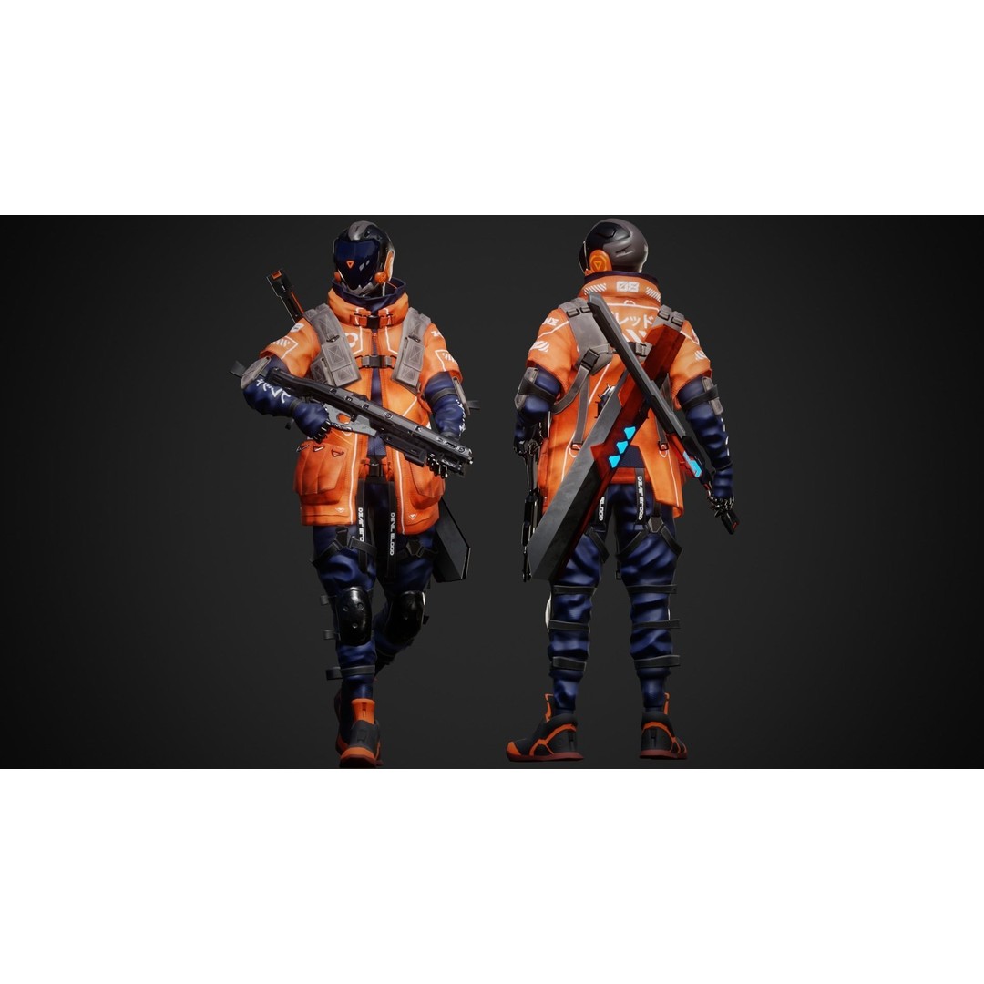 Cyberpunk Robot 3D Model – Low Poly Rigged Character, FBX - View 5