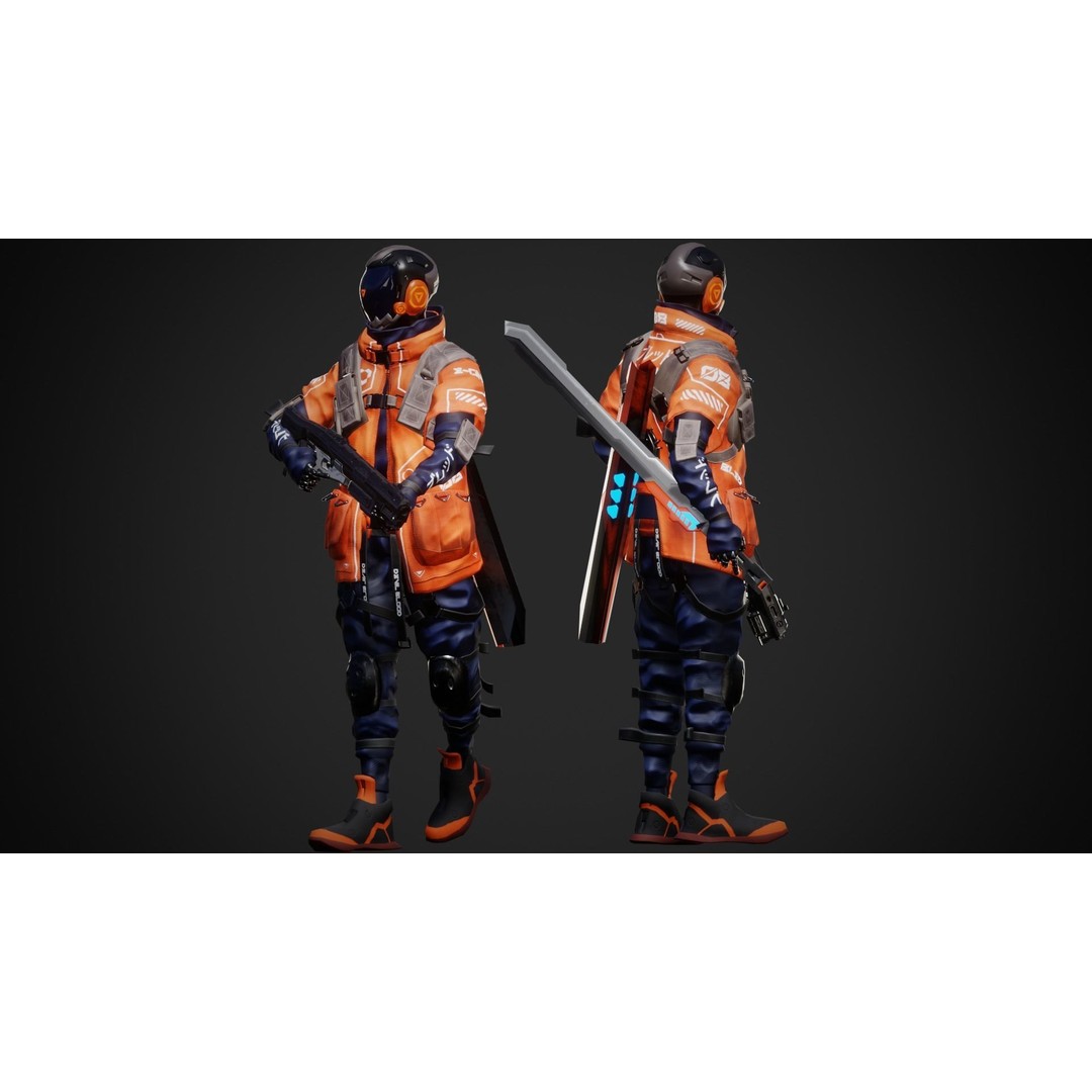 Cyberpunk Robot 3D Model – Low Poly Rigged Character, FBX - View 7