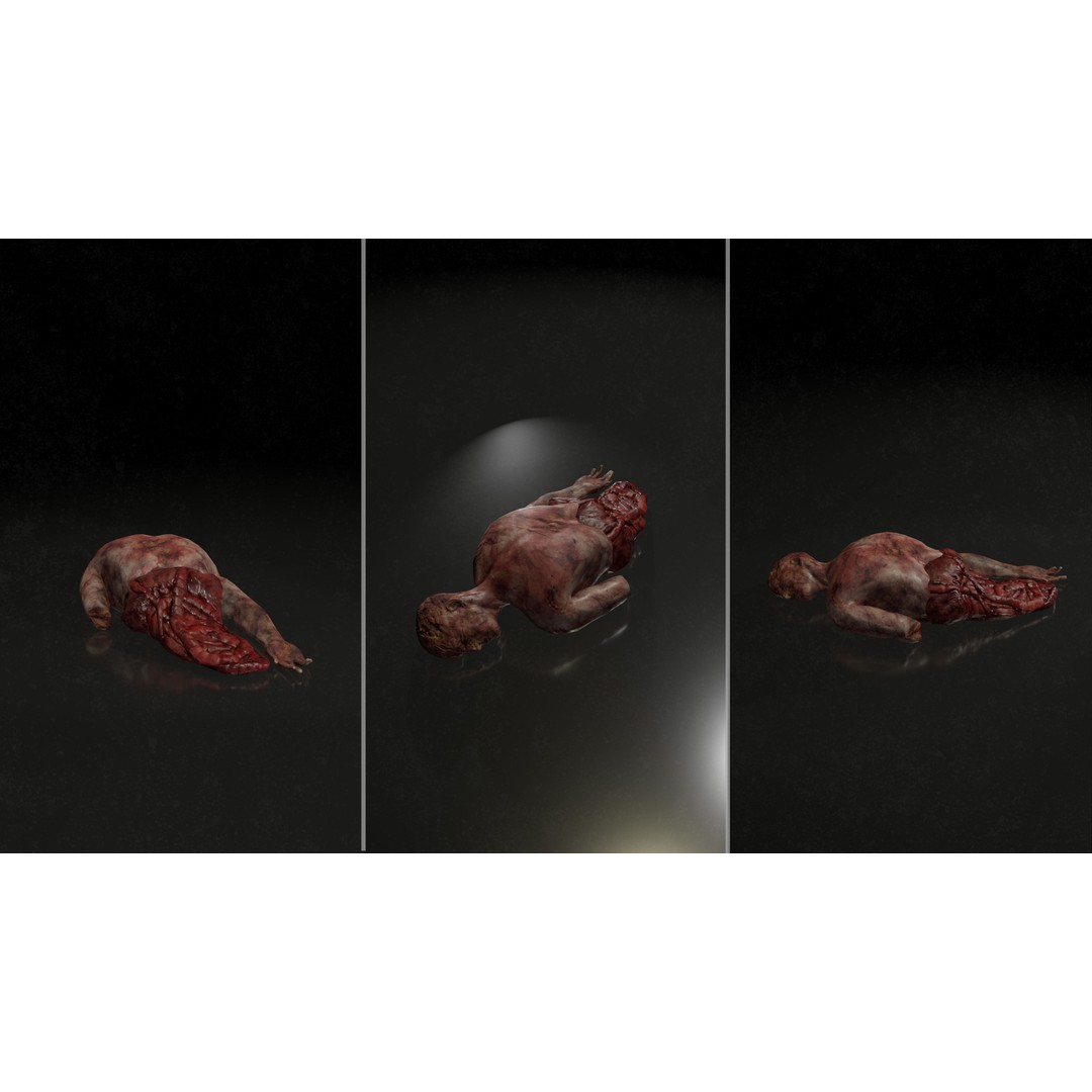 Male Corpses 3D Model – Low Poly Horror Asset, FBX, Game Ready - View 10