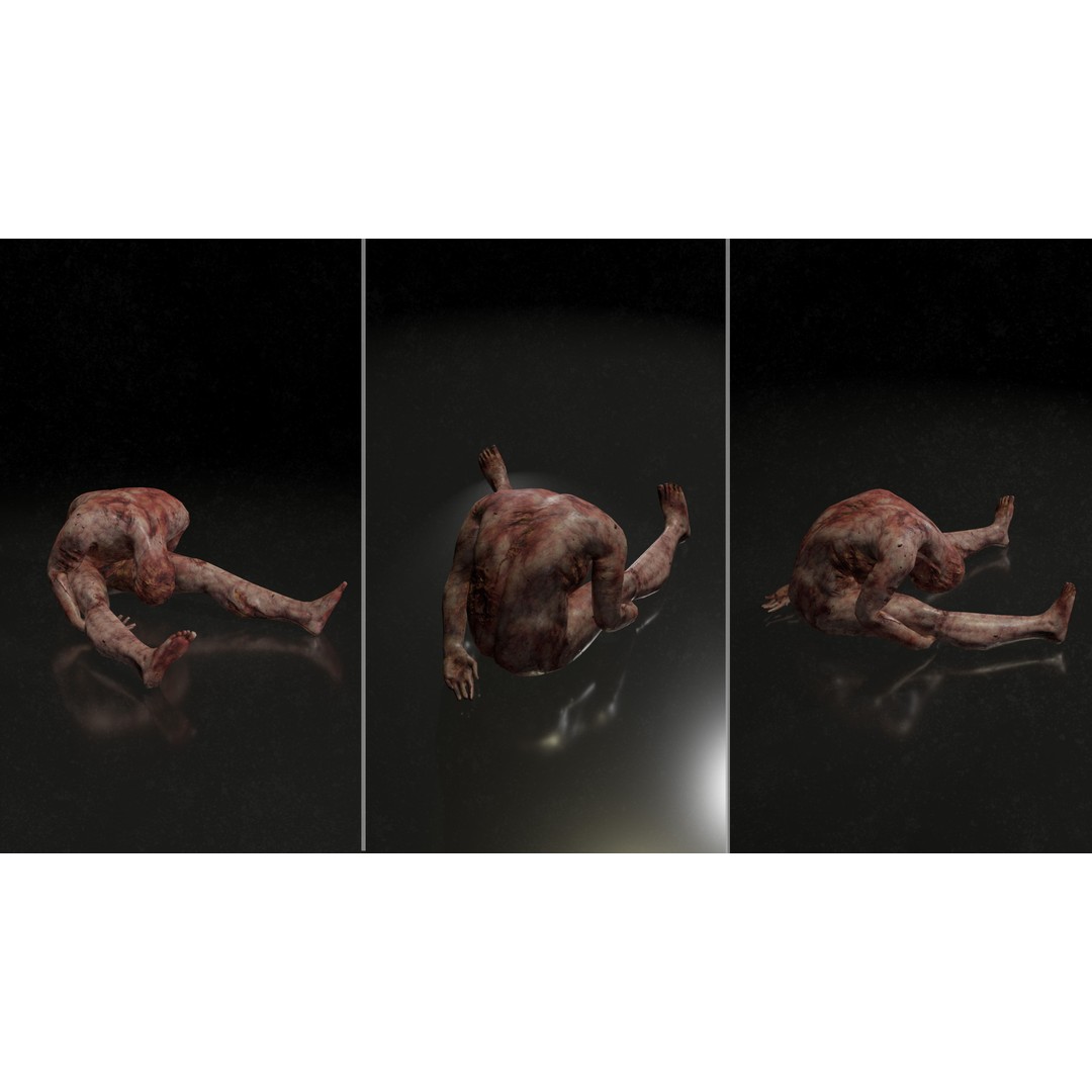 Male Corpses 3D Model – Low Poly Horror Asset, FBX, Game Ready - View 11