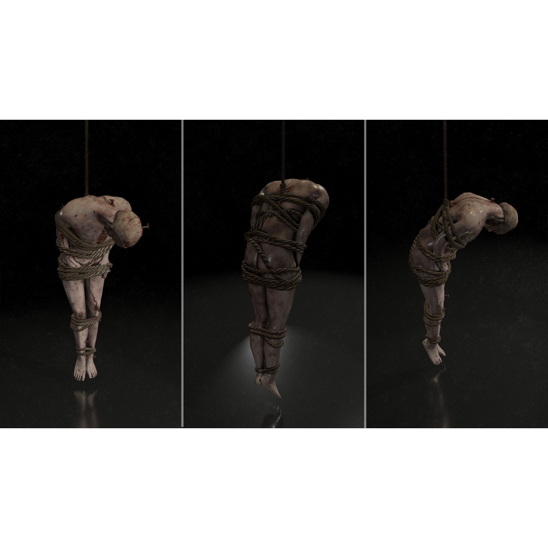 Male Corpses 3D Model – Low Poly Horror Asset, FBX, Game Ready - View 12