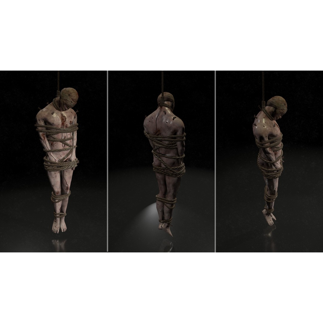 Male Corpses 3D Model – Low Poly Horror Asset, FBX, Game Ready - View 14