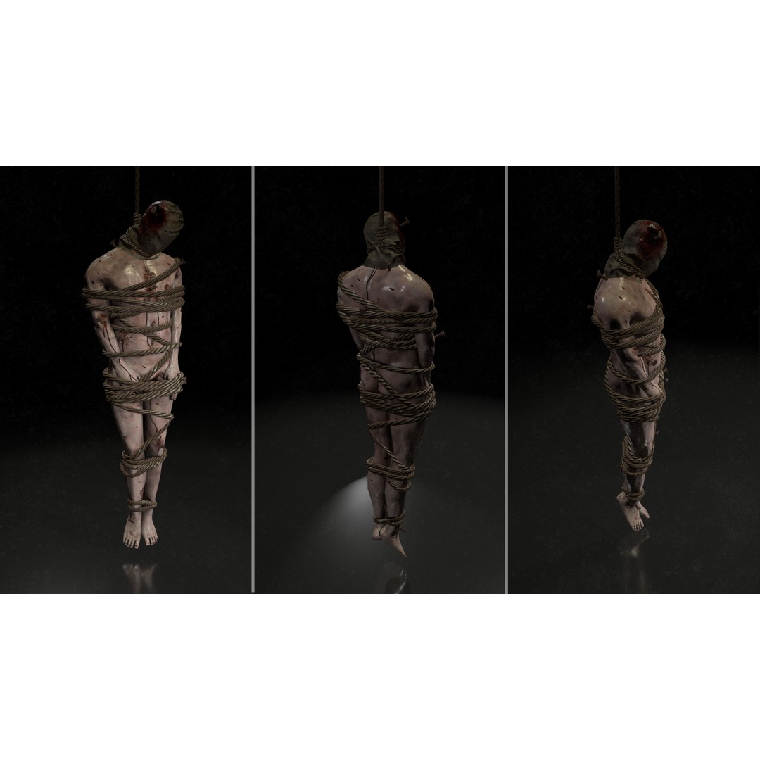 Male Corpses 3D Model – Low Poly Horror Asset, FBX, Game Ready - View 15