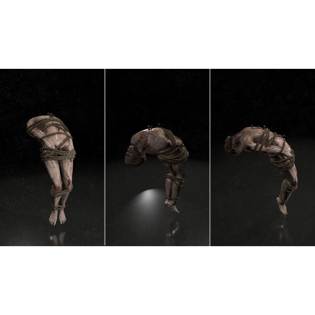 Male Corpses 3D Model – Low Poly Horror Asset, FBX, Game Ready - View 18