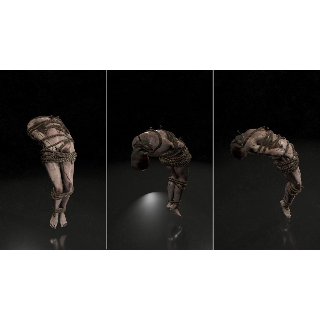 Male Corpses 3D Model – Low Poly Horror Asset, FBX, Game Ready - View 19