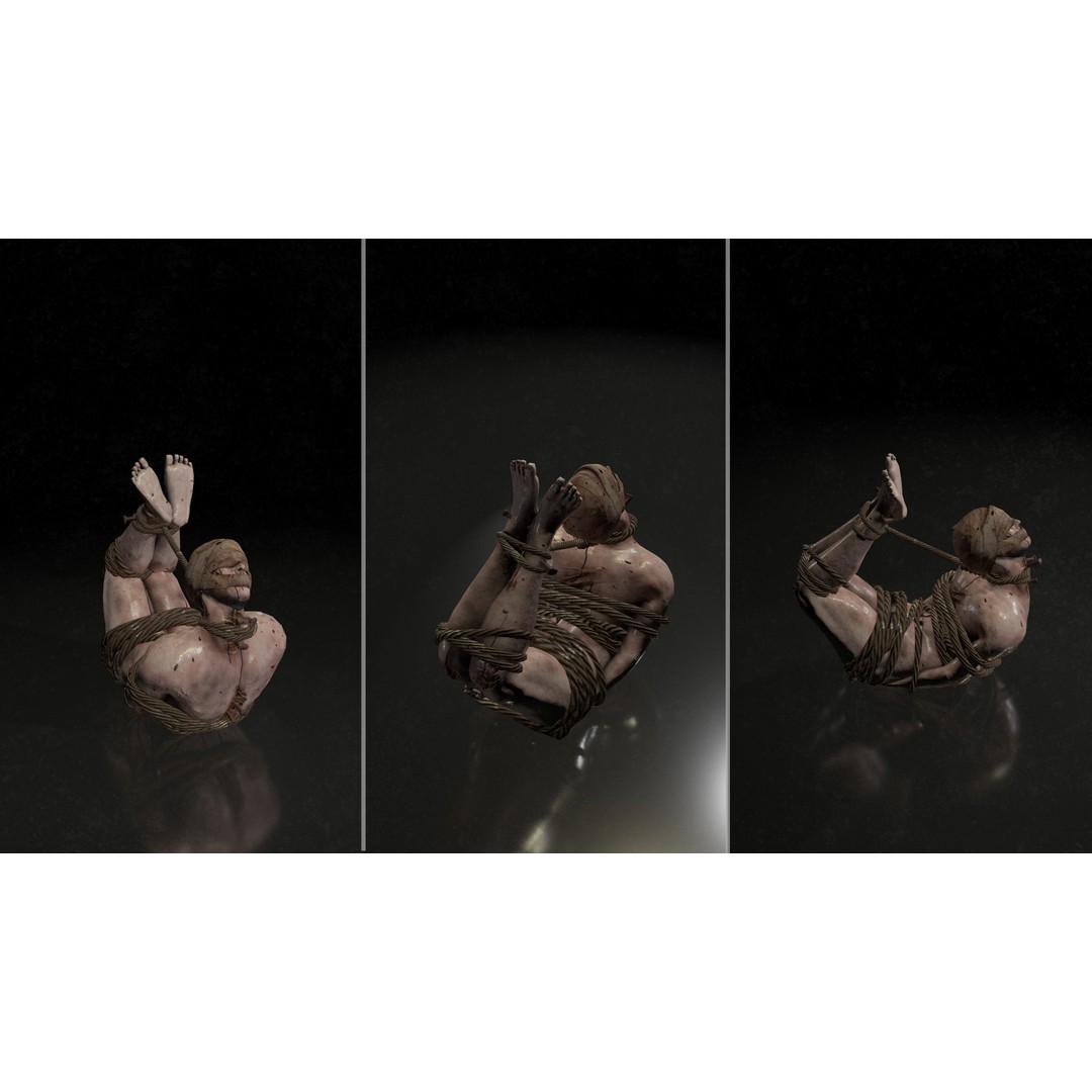 Male Corpses 3D Model – Low Poly Horror Asset, FBX, Game Ready - View 3