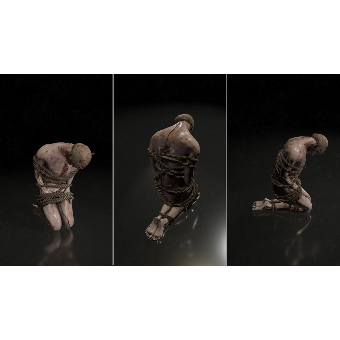 Male Corpses 3D Model – Low Poly Horror Asset, FBX, Game Ready - View 4
