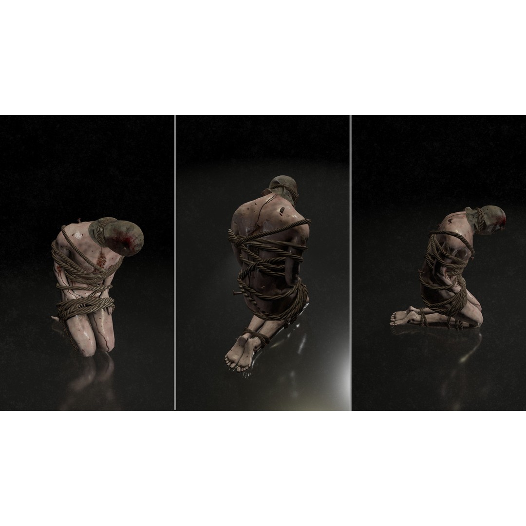 Male Corpses 3D Model – Low Poly Horror Asset, FBX, Game Ready - View 5