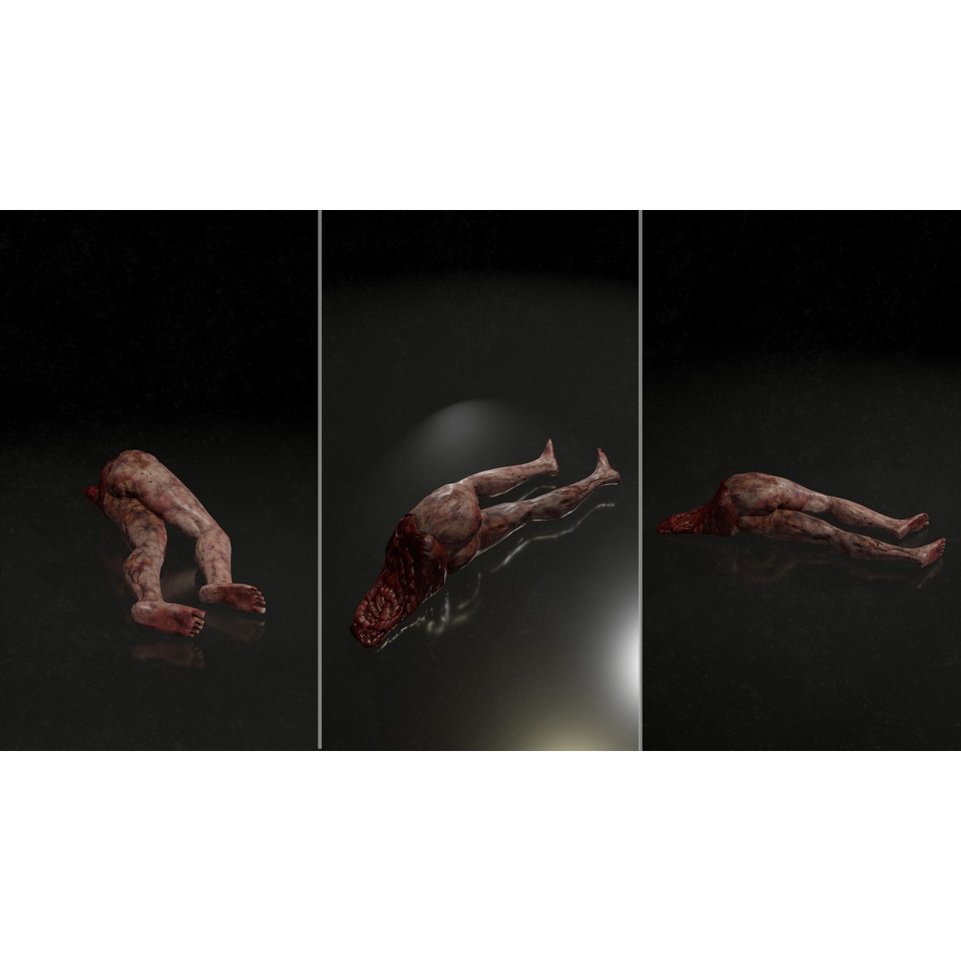 Male Corpses 3D Model – Low Poly Horror Asset, FBX, Game Ready - View 6