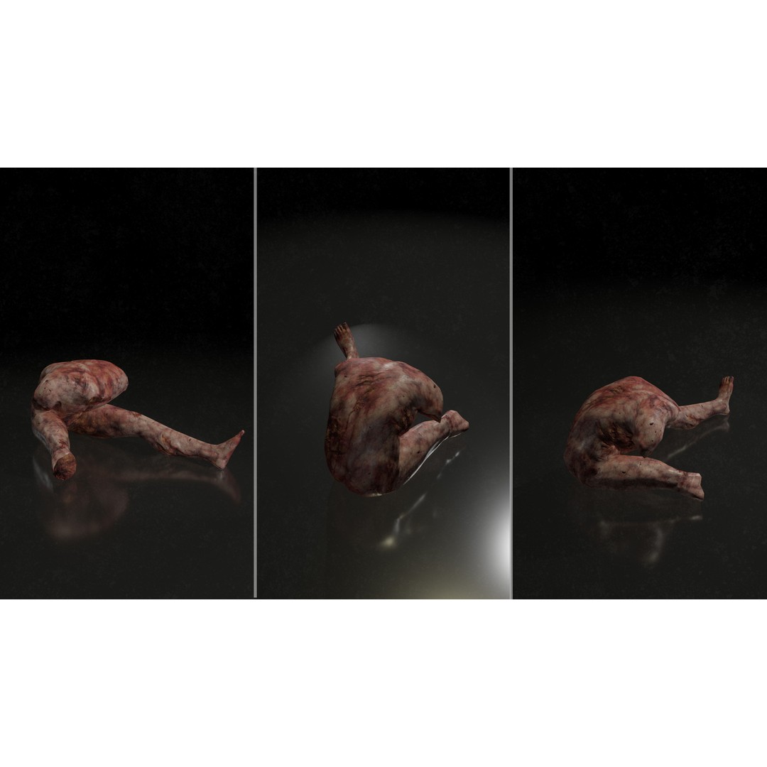 Male Corpses 3D Model – Low Poly Horror Asset, FBX, Game Ready - View 7