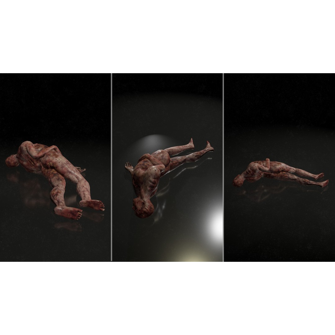 Male Corpses 3D Model – Low Poly Horror Asset, FBX, Game Ready - View 8