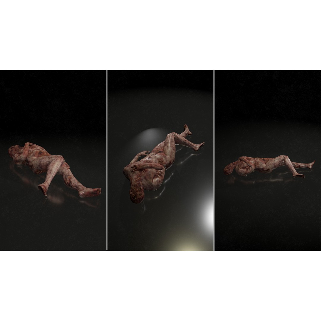 Male Corpses 3D Model – Low Poly Horror Asset, FBX, Game Ready - View 9