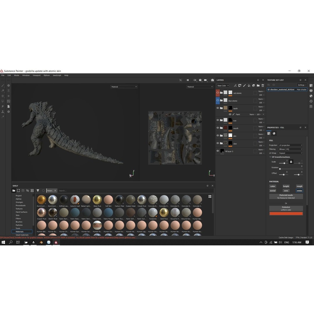 Godzilla 3D Model – Low Poly Rigged Character with PBR Textures