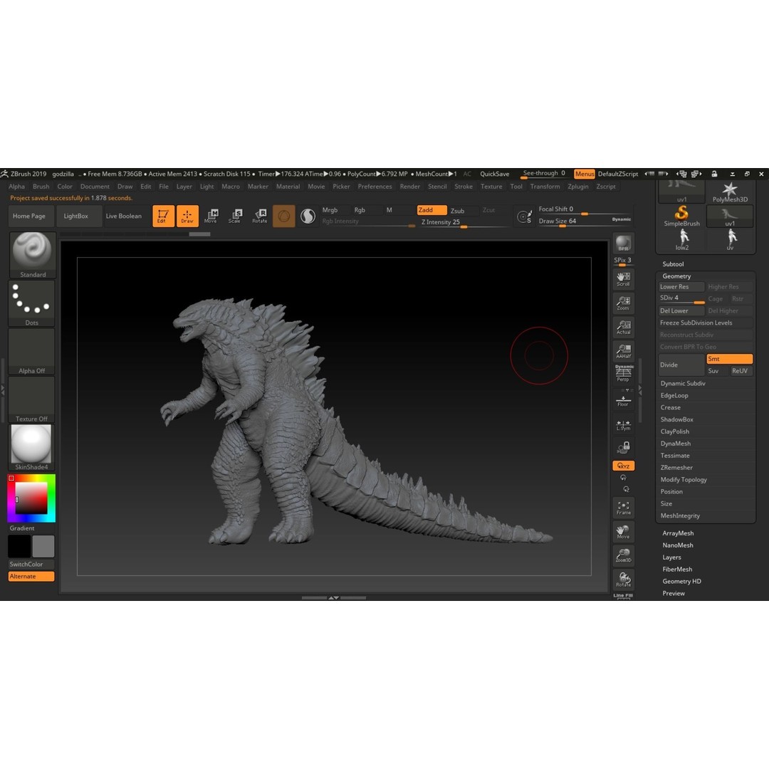 Godzilla 3D Model – Low Poly Rigged Character with PBR Textures - View 30