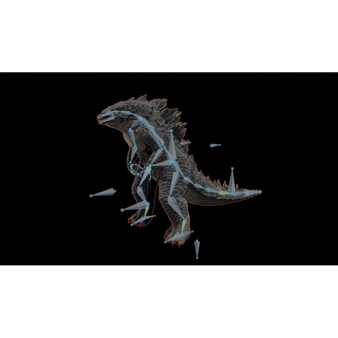 Godzilla 3D Model – Low Poly Rigged Character with PBR Textures - View 5