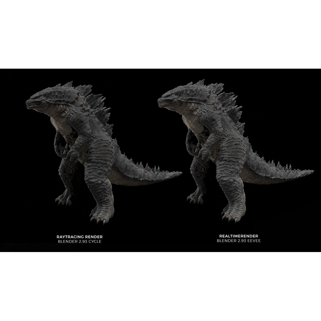 Godzilla 3D Model – Low Poly Rigged Character with PBR Textures - View 6