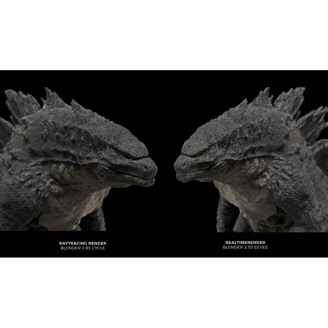 Godzilla 3D Model – Low Poly Rigged Character with PBR Textures - View 9