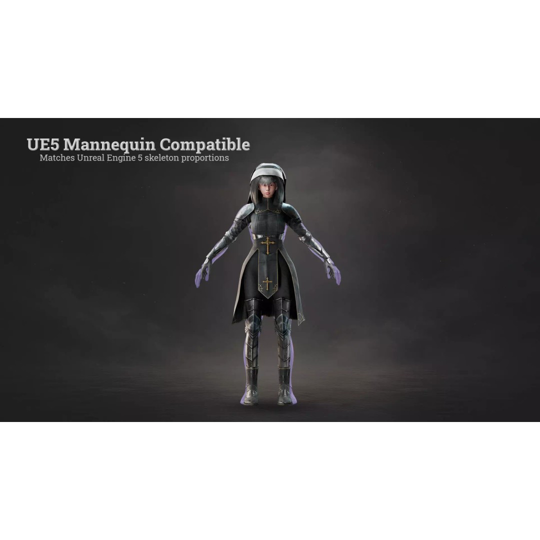 Morthessa 3D Model – Game Ready Female Character, Rigged PBR - View 15