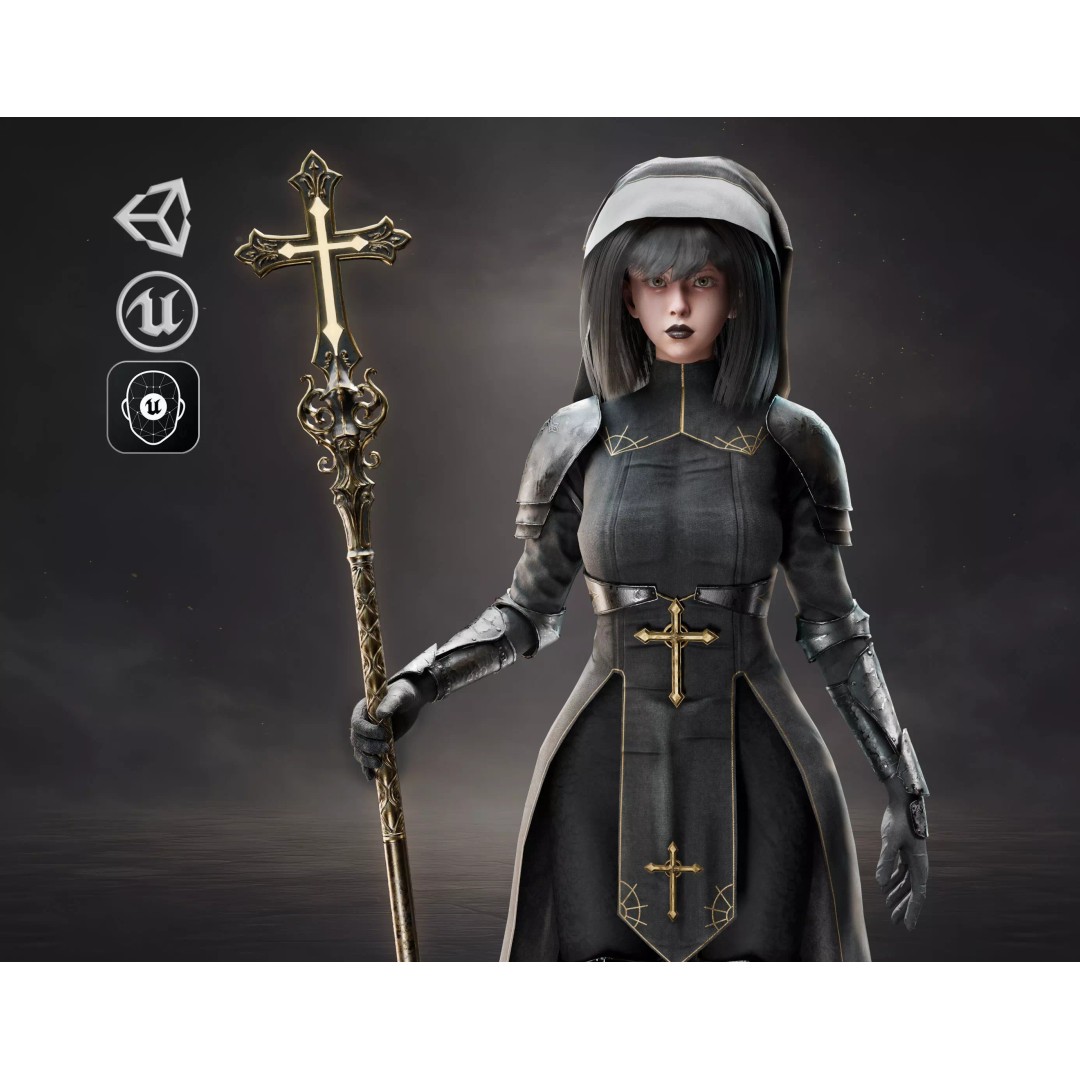 Morthessa 3D Model – Game Ready Female Character, Rigged PBR - View 2