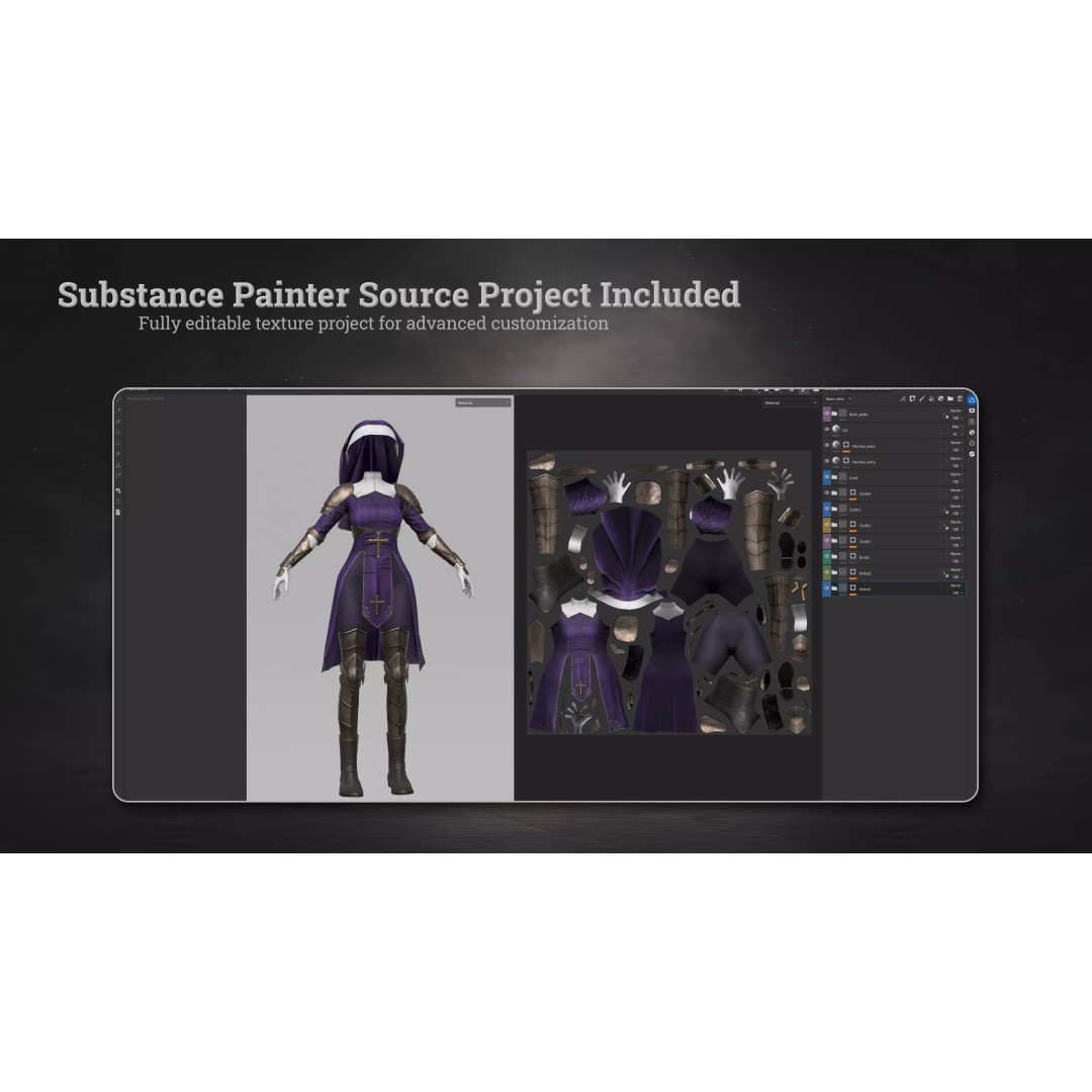 Morthessa 3D Model – Game Ready Female Character, Rigged PBR - View 21