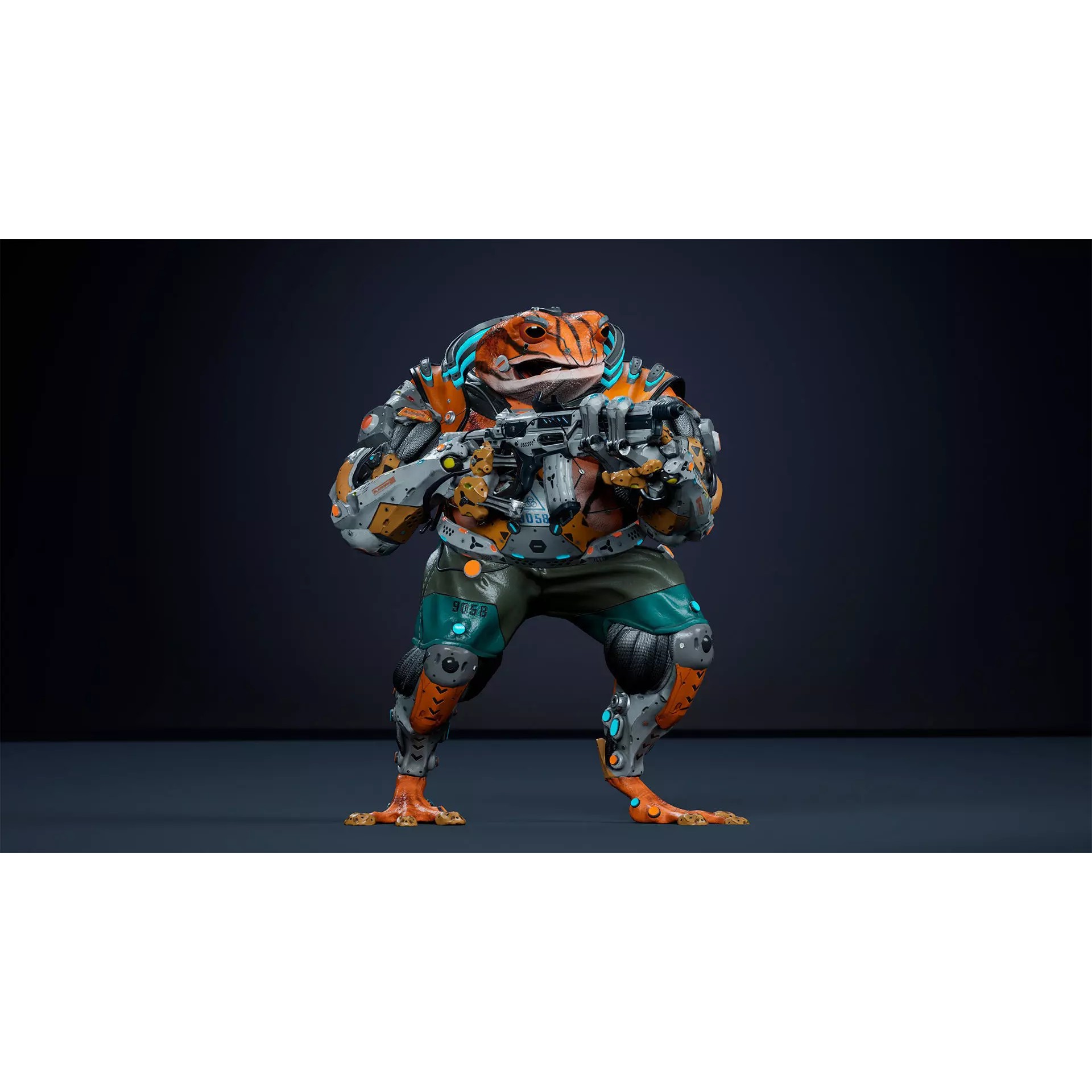 Alien Frog - Low-Poly Game-Ready 3D Model - View 12