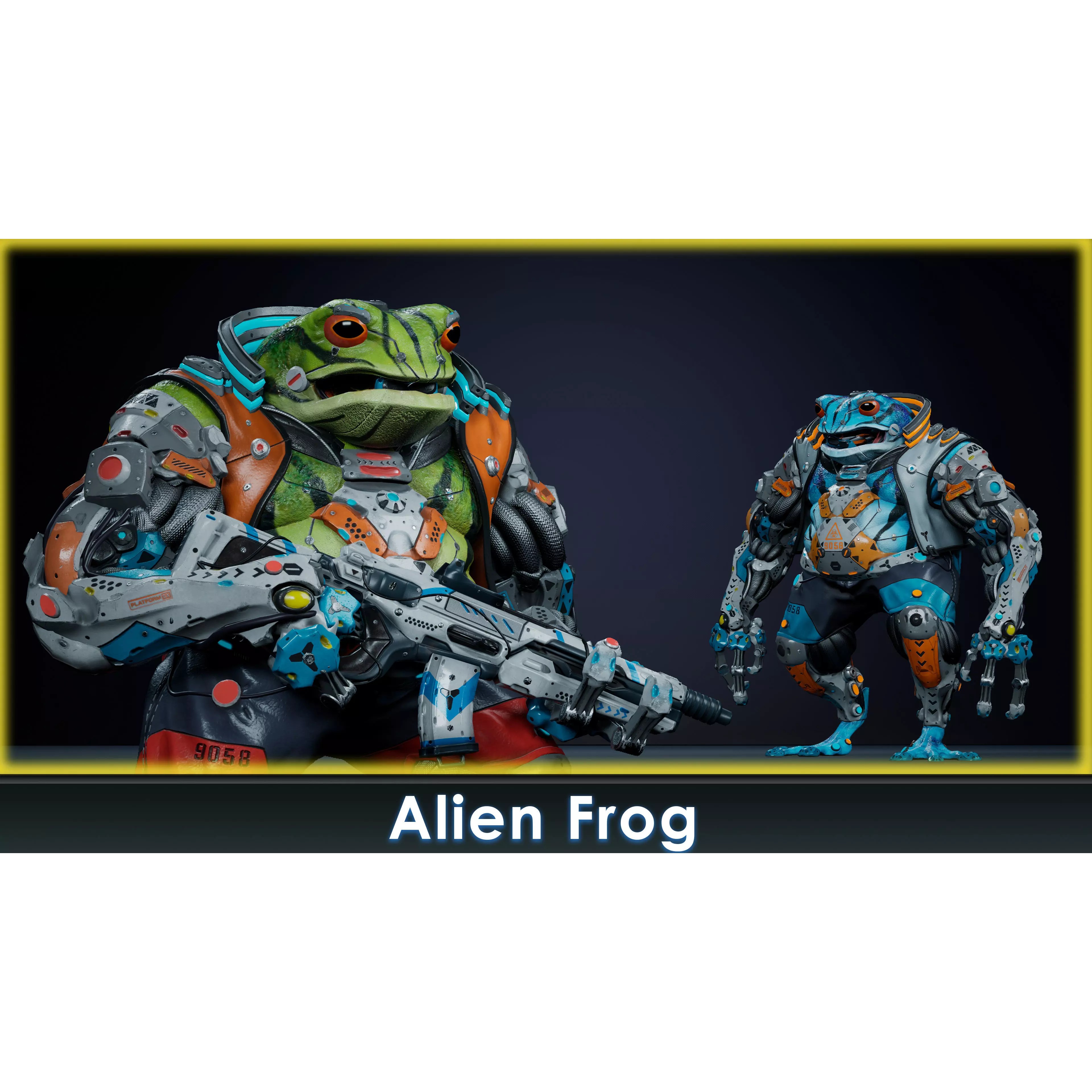 Alien Frog - Low-Poly Game-Ready 3D Model - View 2