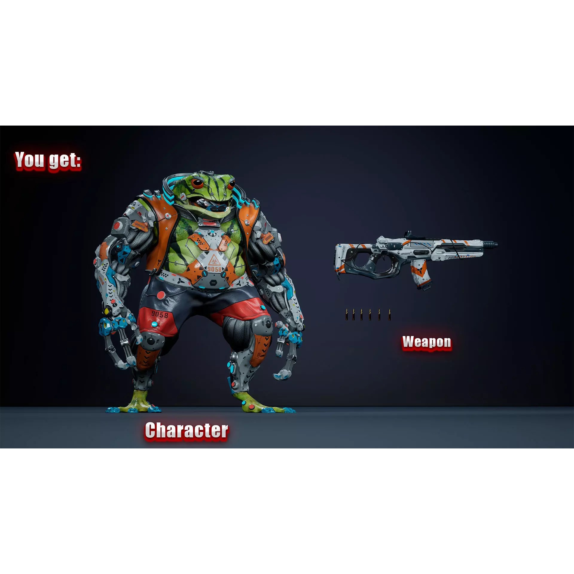 Alien Frog - Low-Poly Game-Ready 3D Model - View 3