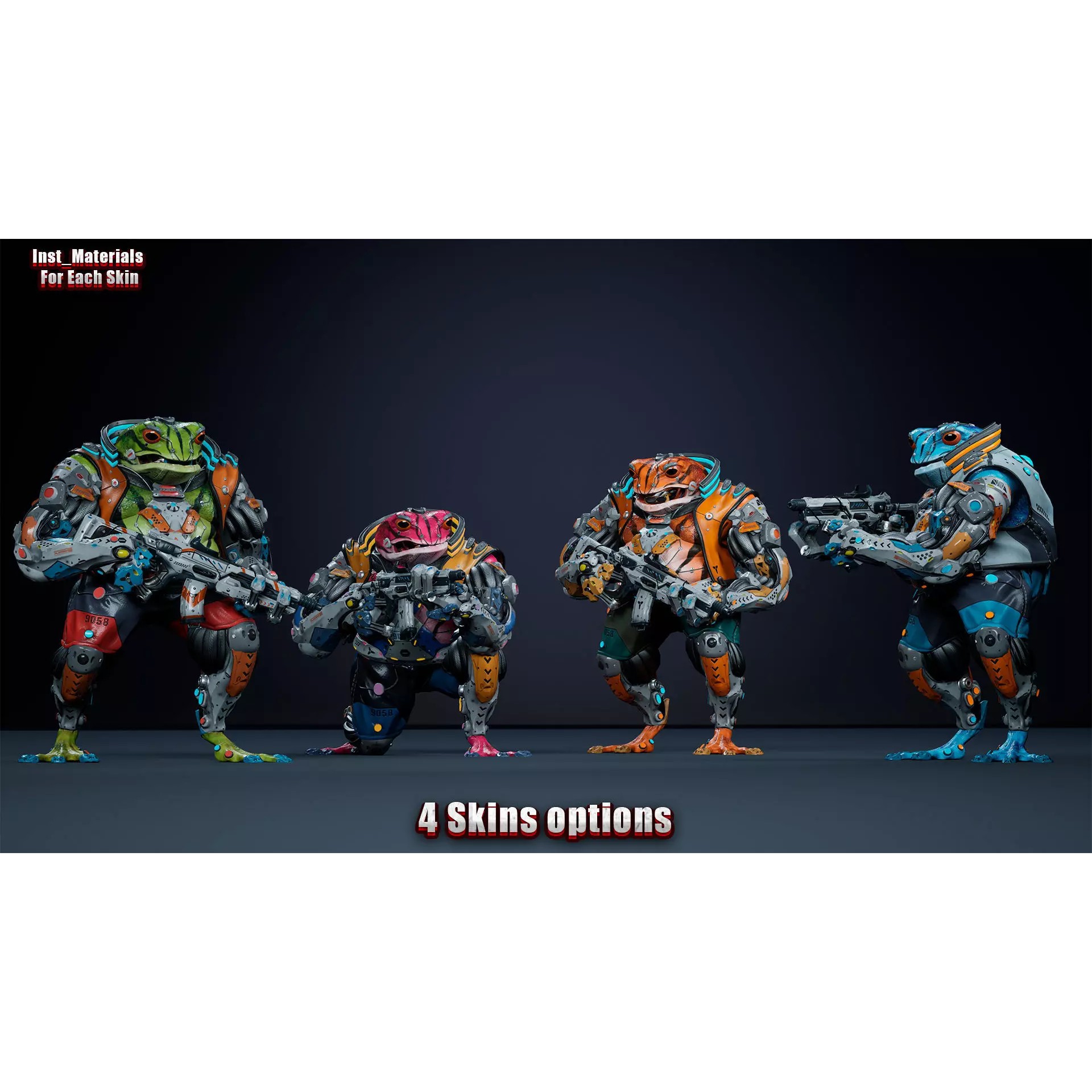 Alien Frog - Low-Poly Game-Ready 3D Model - View 4