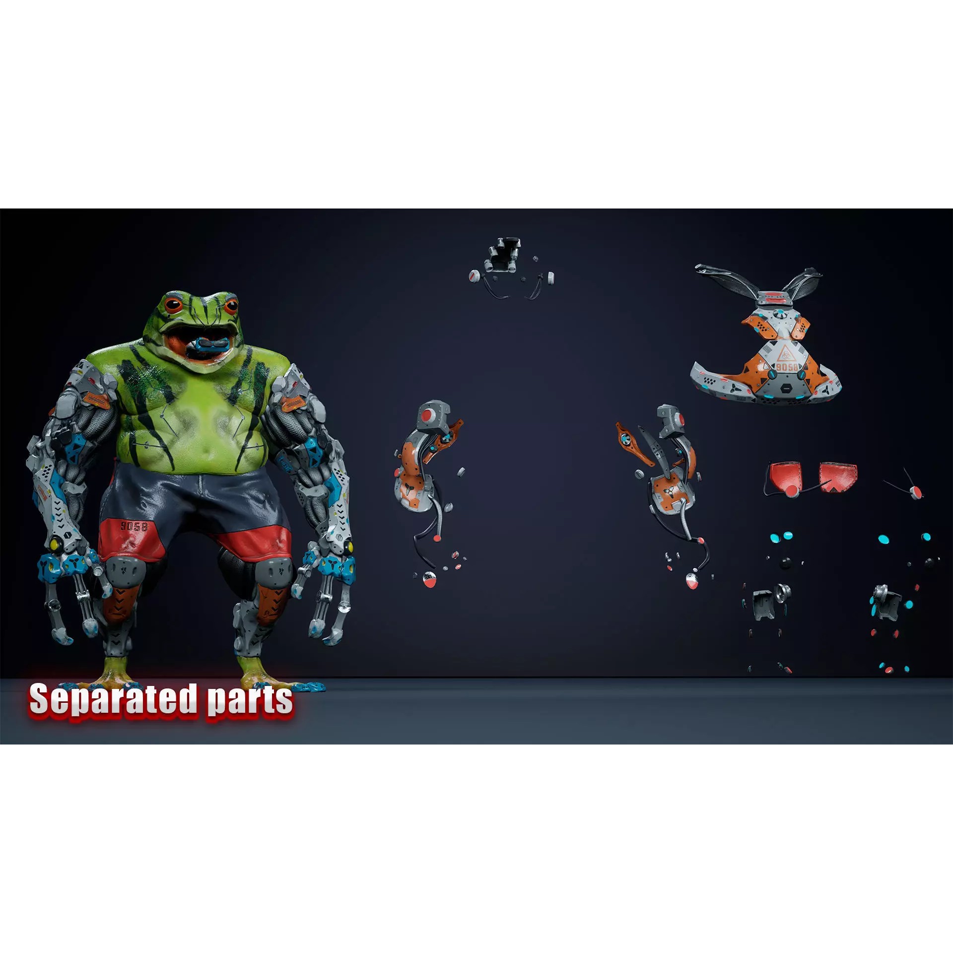 Alien Frog - Low-Poly Game-Ready 3D Model - View 5