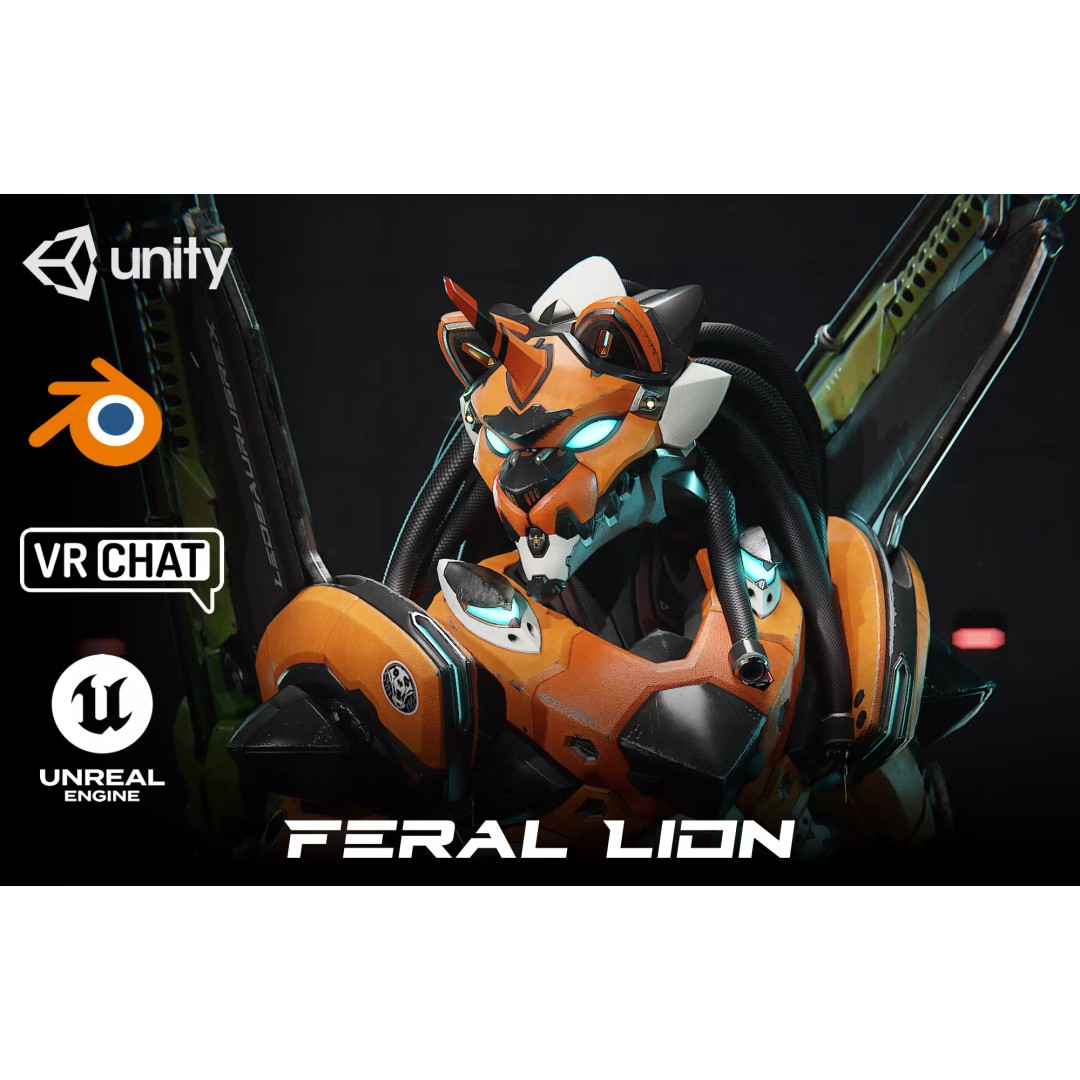 Feral Lion 3D Model – Low Poly Game Ready Character, FBX, Blender - View 2
