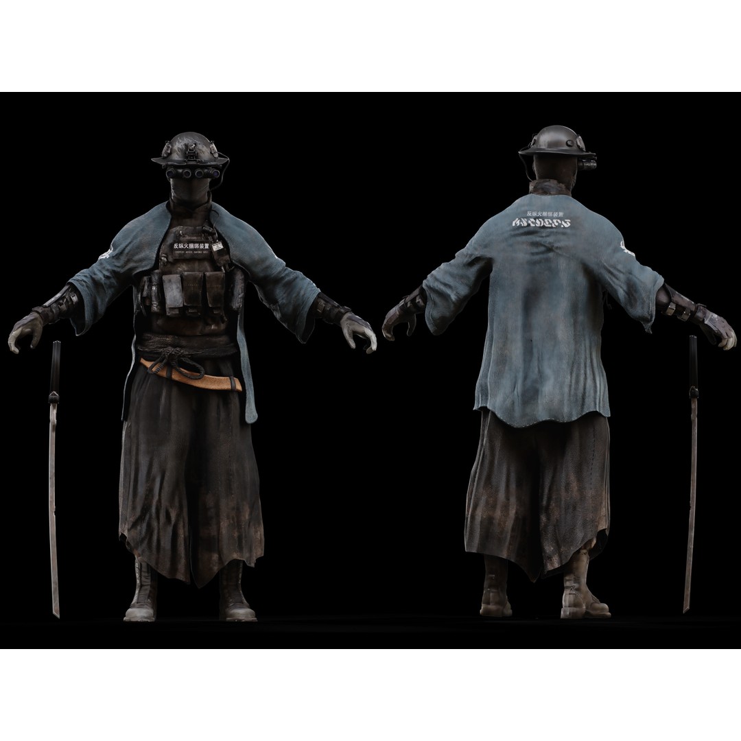 Sci-Fi Samurai 3D Model – Low Poly Character with Rigging, FBX - View 11
