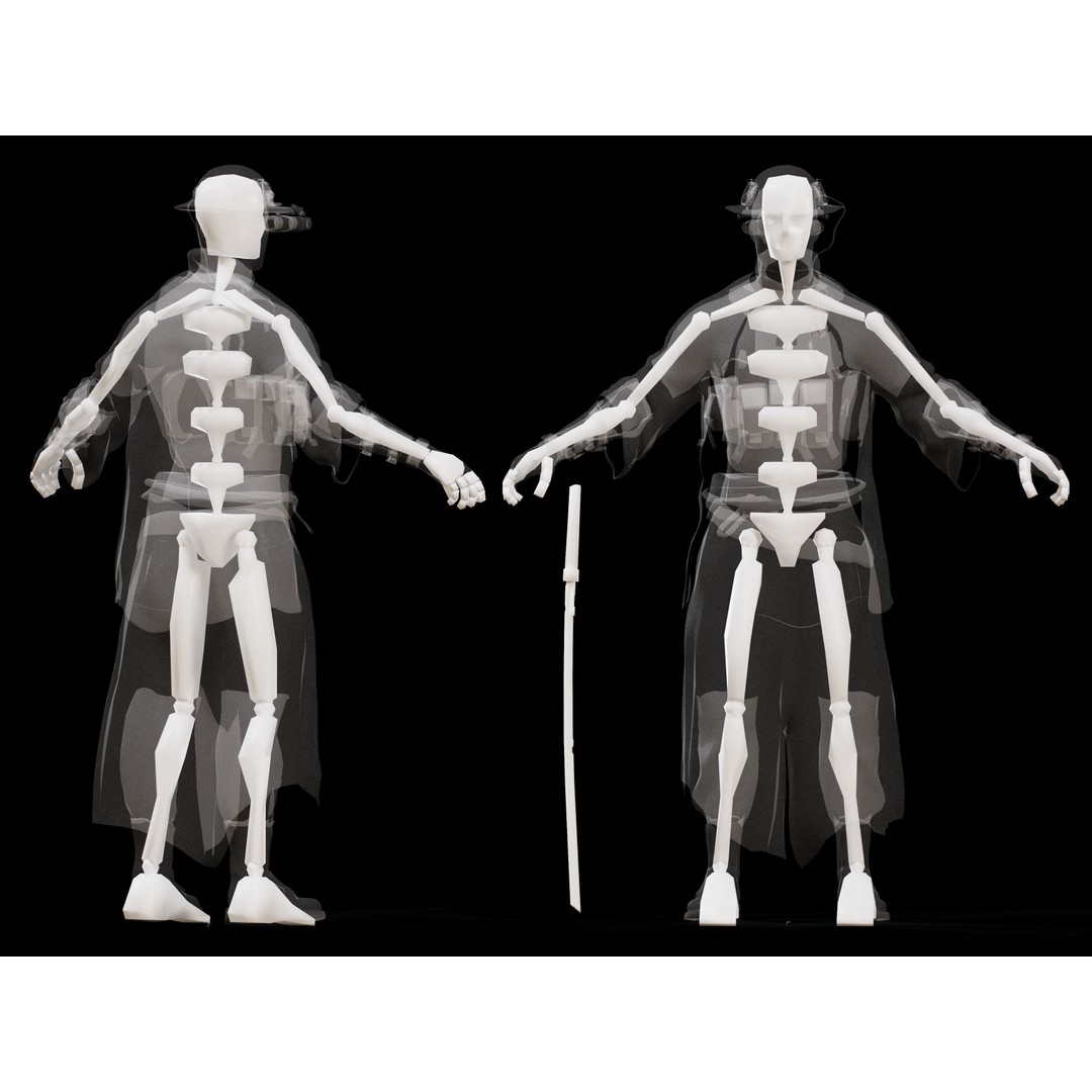 Sci-Fi Samurai 3D Model – Low Poly Character with Rigging, FBX - View 12