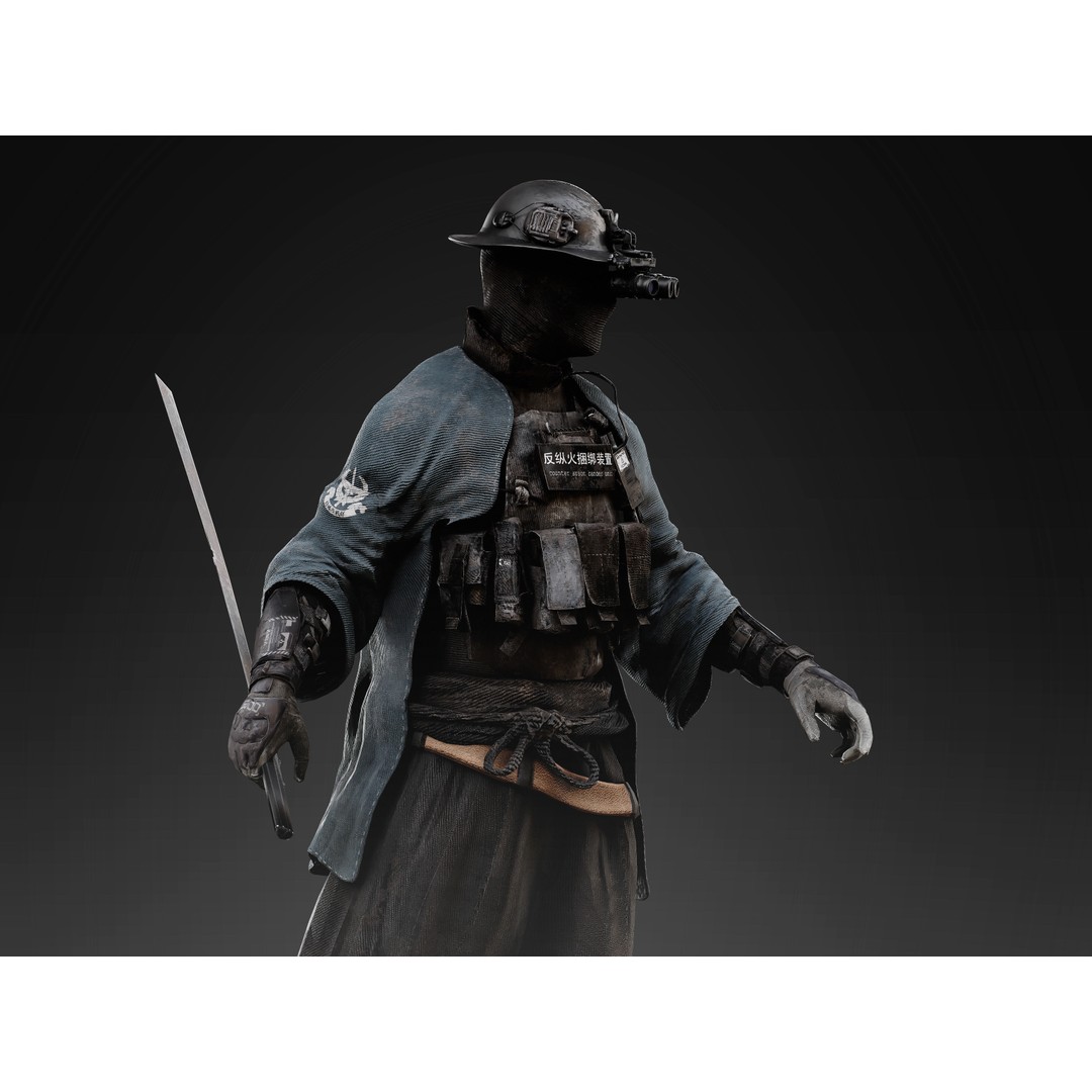 Sci-Fi Samurai 3D Model – Low Poly Character with Rigging, FBX - View 5