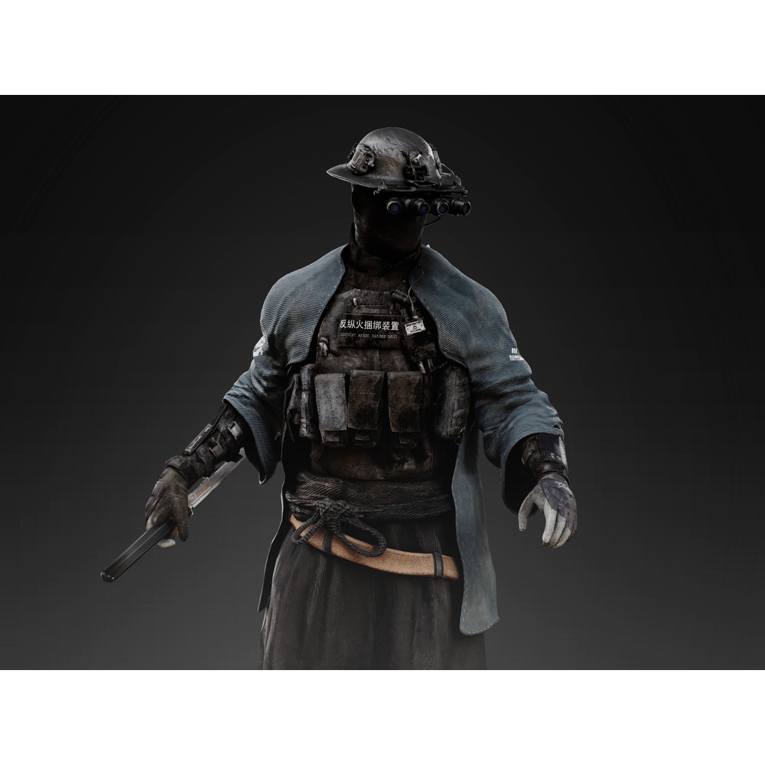 Sci-Fi Samurai 3D Model – Low Poly Character with Rigging, FBX - View 6