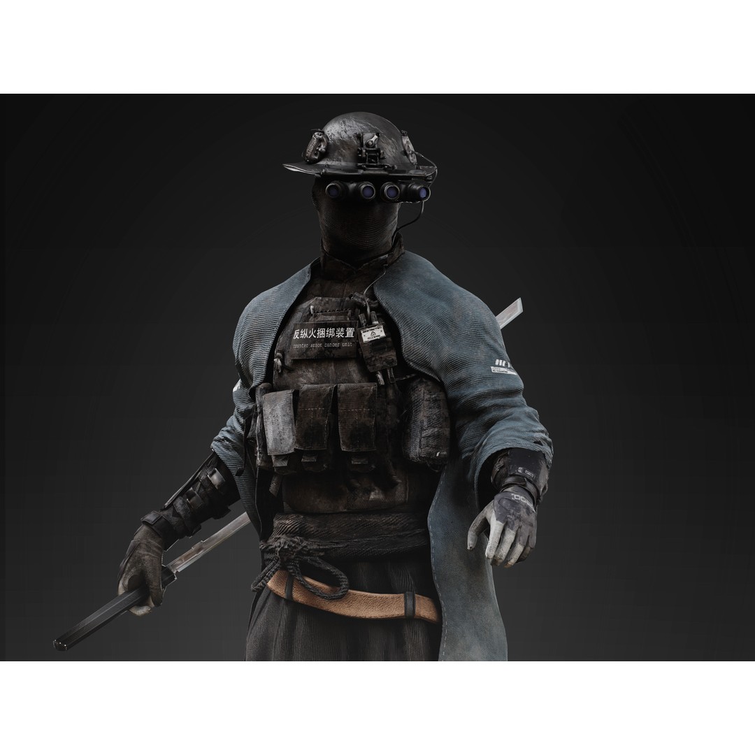 Sci-Fi Samurai 3D Model – Low Poly Character with Rigging, FBX - View 7