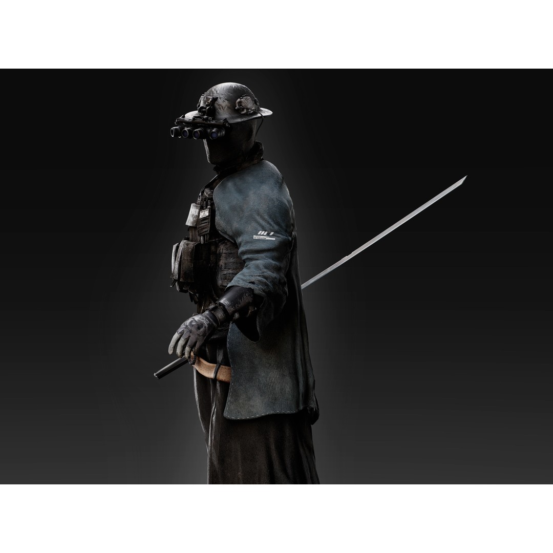 Sci-Fi Samurai 3D Model – Low Poly Character with Rigging, FBX - View 8