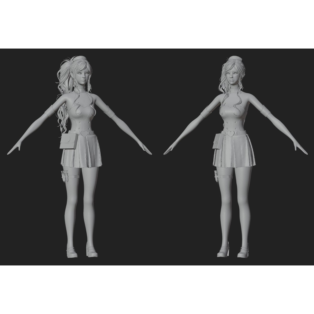 Beautiful Nurse 3D Model – Game Ready Low-Poly Character, FBX, PBR - View 10