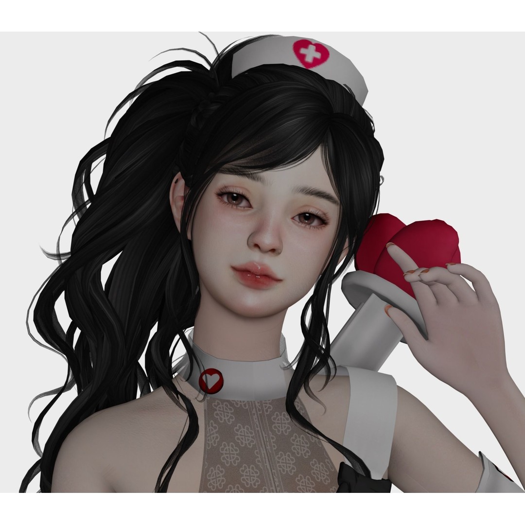 Beautiful Nurse 3D Model – Game Ready Low-Poly Character, FBX, PBR - View 6