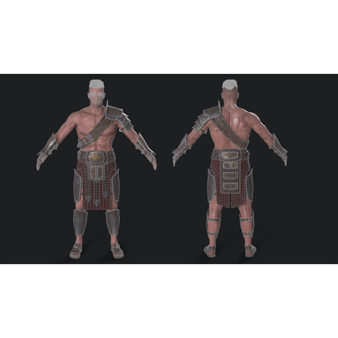 Fantasy Warrior 3D Model – Game Ready Low Poly Character, FBX - View 10