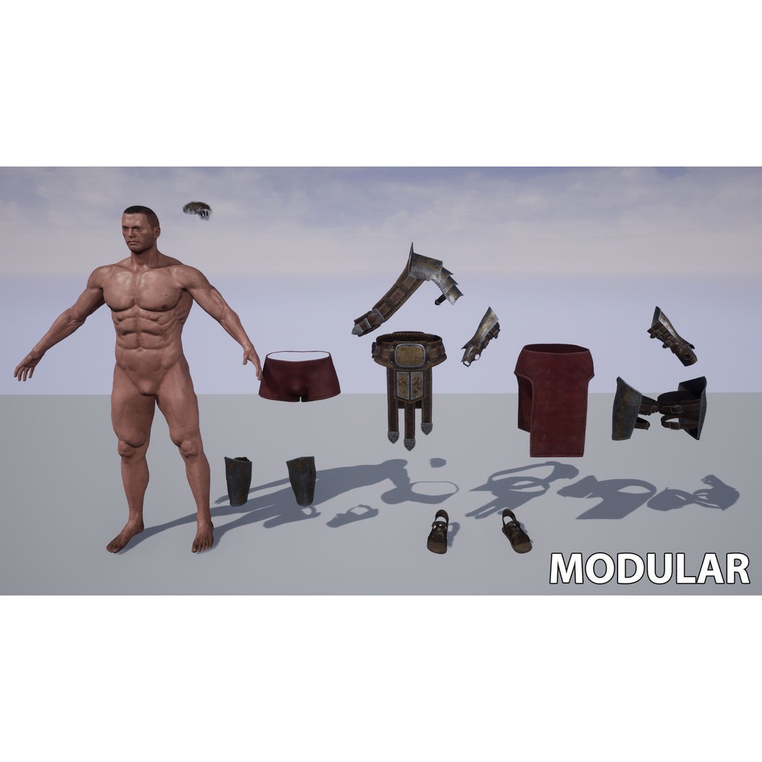 Fantasy Warrior 3D Model – Game Ready Low Poly Character, FBX - View 14