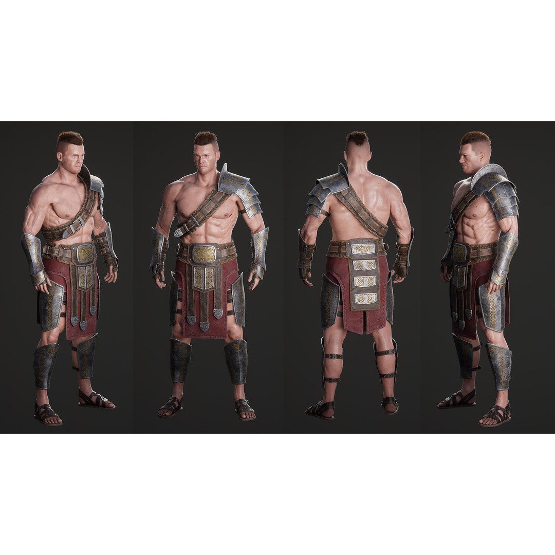 Fantasy Warrior 3D Model – Game Ready Low Poly Character, FBX - View 3